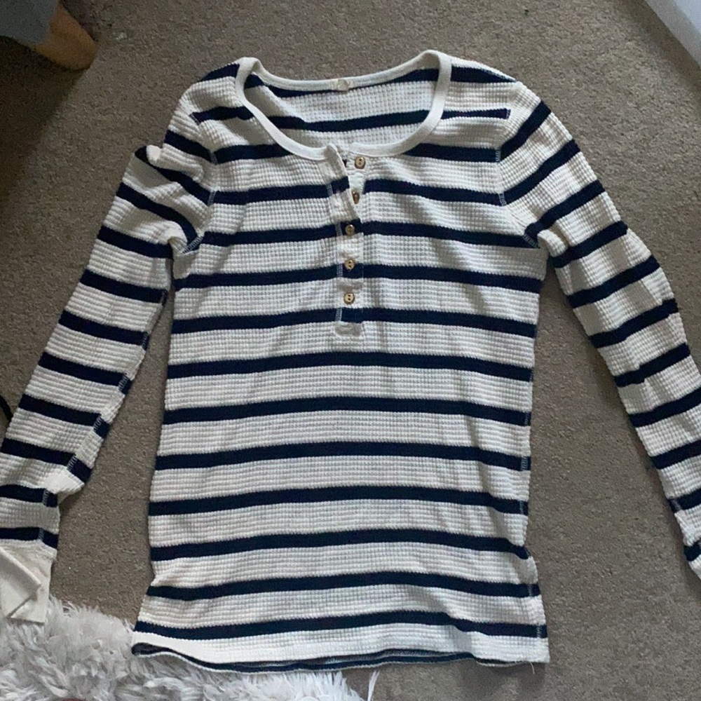 J crew medium waffle button up long sleeve striped